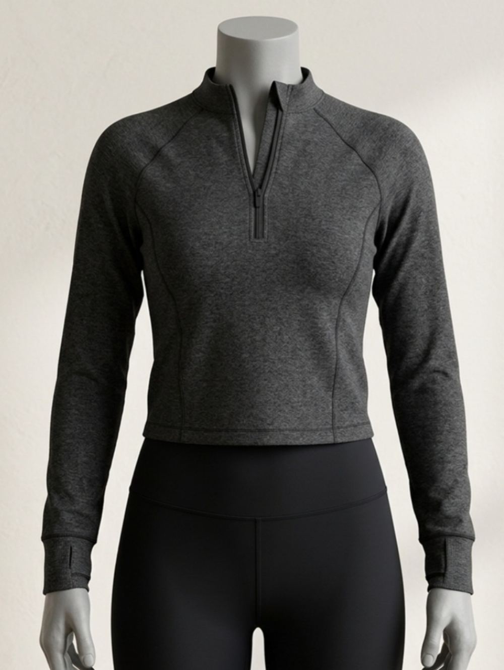 Cropped Charcoal Quarter-Zip 1x Pullover Sweatshirt - Picture 3 of 6